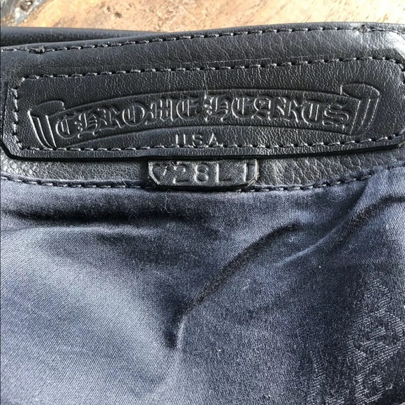 ☆ RARE VINTAGE CHROME HEARTS LEATHER MOTO PANTS ☆ - Picture 8 of 8